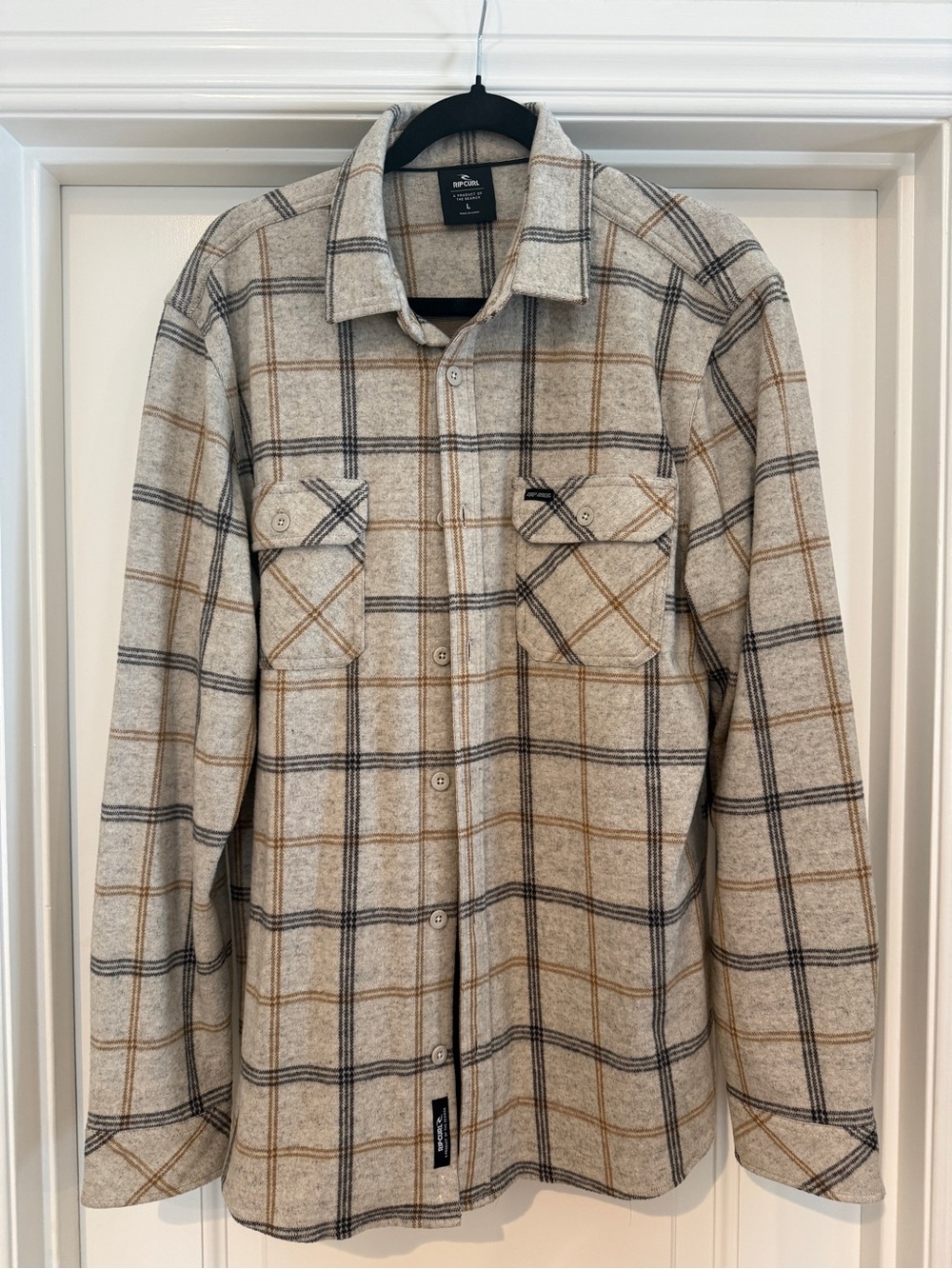 Rip Curl Beige Plaid Lightweight Shirt Jacket